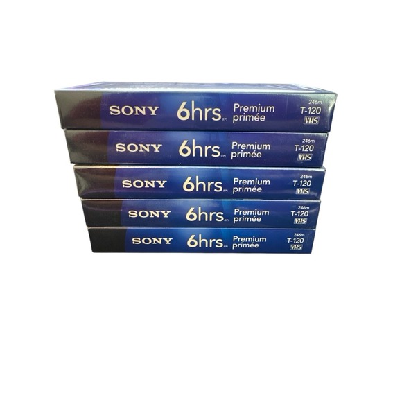 Sony VHS T-120VR 6HR Premium Grade Blank Tapes Lot‎ 5 Sealed | High Quality VTG - Picture 1 of 3